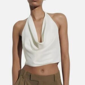NWT Zara Open Back Satin Halter Top